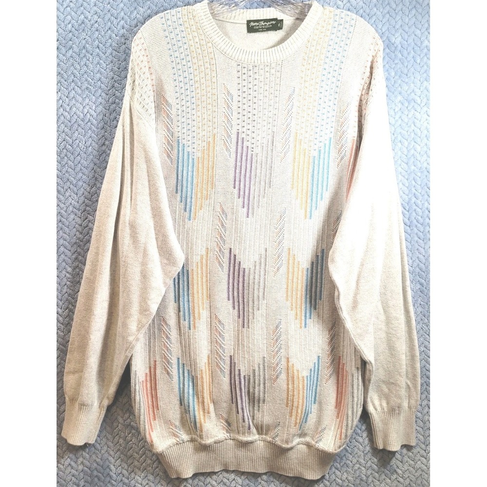 Vintage‎ Norm Thompson 3D Knit Coogi Style Sweater Men's Size XL Made In Canada